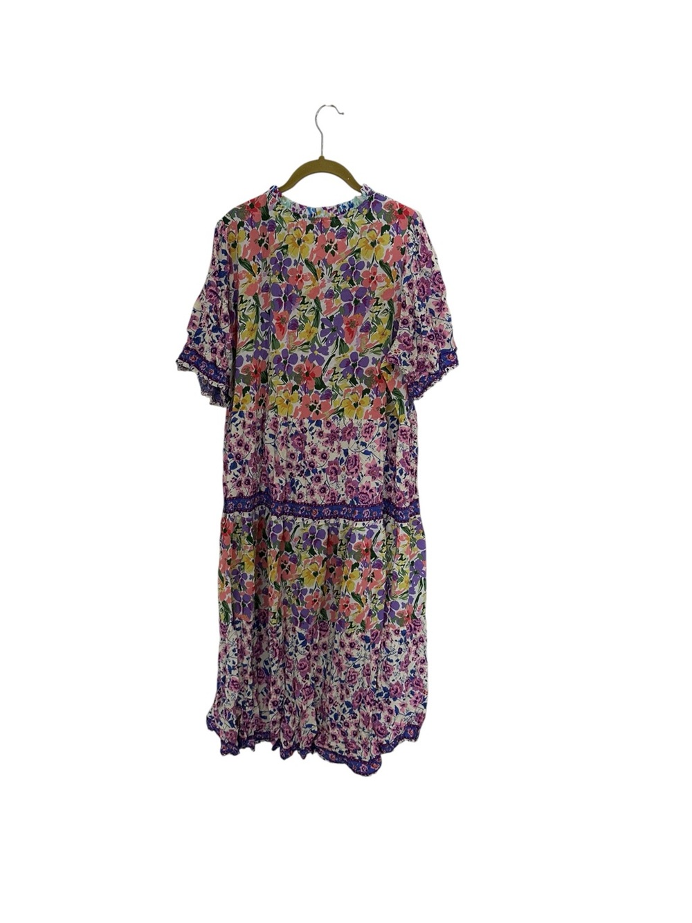 Umgee Floral Multicolor Midi Dress - Women 1XL Boho